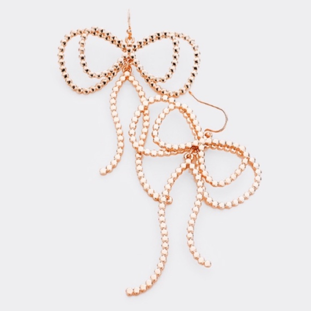 🎀 ROSE GOLD BOW DROP EARRINGS 🎀